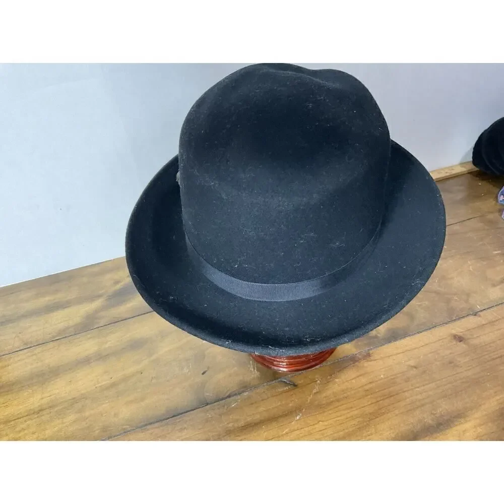 Jump Jive Black Wool Fedora Hat Made In USA Size Large